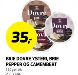 Bunnpris Brie dovre ysteri, brie pepper og camembert tilbud