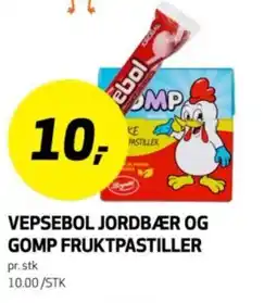 Bunnpris Vepsebol jordbær og gomp fruktpastiller tilbud
