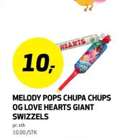 Bunnpris Melody pops chupa chups og love hearts giant swizzels tilbud