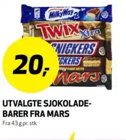 Bunnpris Utvalgte sjokolade- barer fra mars tilbud