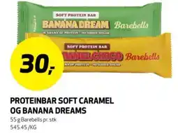 Bunnpris Proteinbar soft caramel og banana dreams tilbud