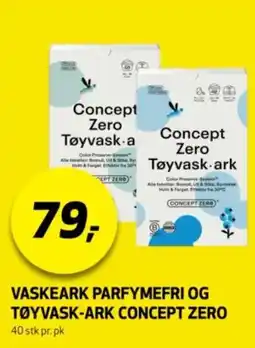 Bunnpris Vaskeark parfymefri og tøyvask-ark concept zero tilbud