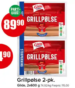 Spar Grillpølse 2-pk. Gilde tilbud