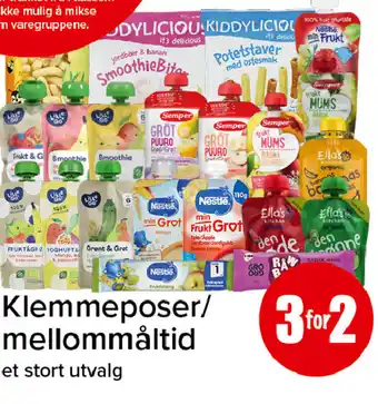 Spar Klemmeposer/ mellommåltid tilbud