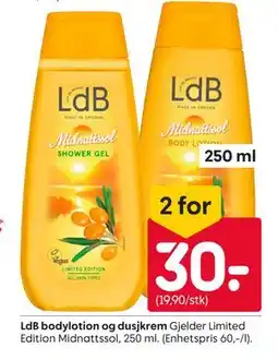 Rusta LdB bodylotion og dusjkrem tilbud