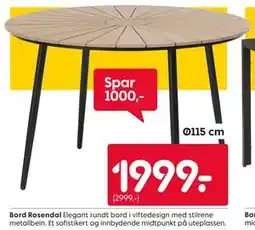 Rusta Bord Rosendal tilbud