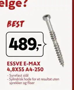 Byggmakker ESSVE E-MAX 4,8X55 A4-250 tilbud