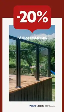Byggmakker 20% PÅ GLASSREKKVERK tilbud