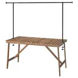 IKEA Askholmen / helgeÖ Bord med dekorasjonsstang, utendørs mørk brun/svart, 143 cm tilbud