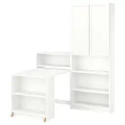 IKEA Billy / oxberg Bokhylle med klaffebord, hvit, 160x202 cm tilbud
