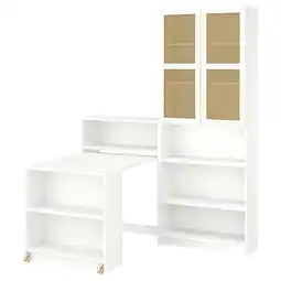 IKEA Billy / hÖgadal Bokhylle med klaffebord, hvit/flettet bambus, 160x202 cm tilbud