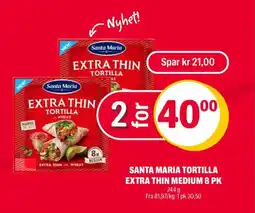 Coop Extra SANTA MARIA Tortilla extra thin medium 8 pk tilbud