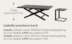 Fagmøbler Isabella justerbare bord, Medlemspris tilbud