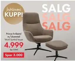 Fagmøbler Prince hvilestol m/skammel tilbud