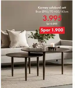 Fagmøbler Karmøy sofabord sett tilbud