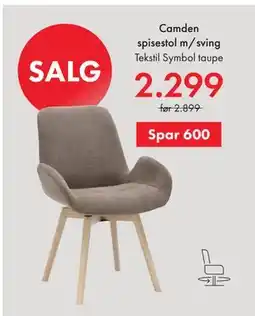 Fagmøbler Camden spisestol m/sving tilbud