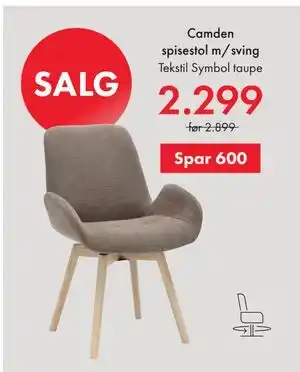 Fagmøbler Camden spisestol m/sving tilbud