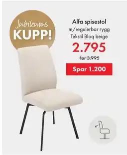 Fagmøbler Alfa spisestol tilbud