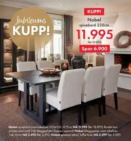 Fagmøbler Nobel. spisebord 220cm tilbud