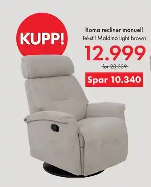 Fagmøbler Roma recliner manuell tilbud
