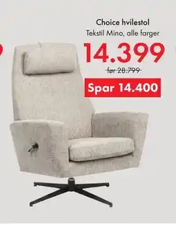 Fagmøbler Choice hvilestol tilbud