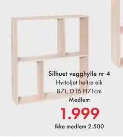 Fagmøbler Silhuet vegghylle nr 4 tilbud