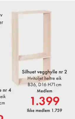 Fagmøbler Silhuet vegghylle nr 2 tilbud