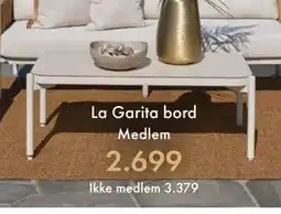 Fagmøbler La Garita bord tilbud