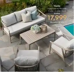 Fagmøbler Venta hagegruppe m/TPU-puter 3-seter + 2 stoler + bord tilbud