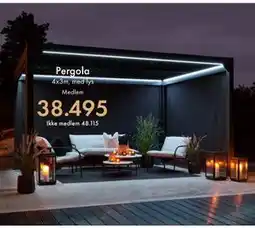 Fagmøbler Pergola 4x3m, med lys tilbud