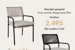 Fagmøbler Mandal spisestol tilbud
