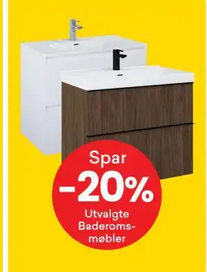 Spar -20% Utvalgte Baderomsmøbler