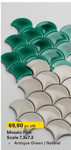 Right Price Tiles Mosaic Fish Scale 7,3x7,3 tilbud
