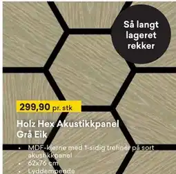 Right Price Tiles Holz Hex Akustikkpanel Grå Eik tilbud