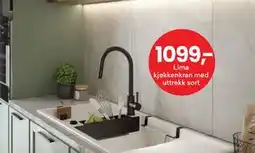 Right Price Tiles Lima kjøkkenkran med uttrekk sort tilbud