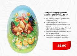 Clas Ohlson Stort påskeegg i papp med klassiske påskemotiv tilbud
