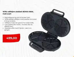 Clas Ohlson Wilfa vaffeljern dobbelt BDWA-516W, matt svart tilbud