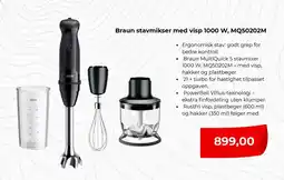 Clas Ohlson Braun stavmikser med visp 1000 W, MQ50202M tilbud