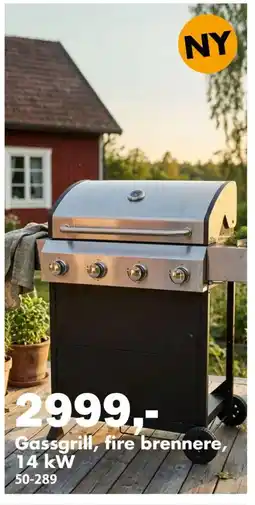 Biltema Gassgrill, fire brennere, 14 kW tilbud