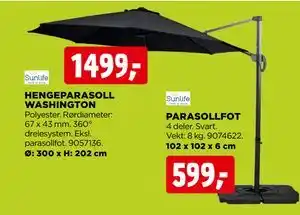 jem & fix HENGEPARASOLL WASHINGTON tilbud
