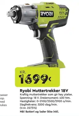Mekk RYOBI Muttertrekker 18V tilbud