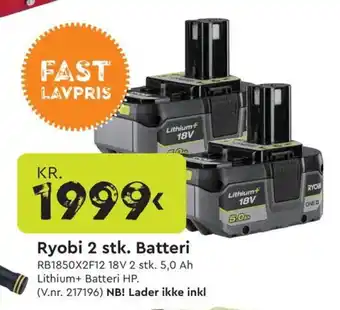 RYOBI 2 stk. Batteri