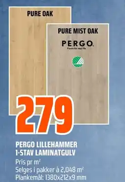 Coop Obs Pergo lillehammer 1-stav laminatgulv tilbud