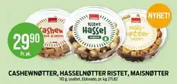 Kiwi CASHEWNØTTER, HASSELNØTTER RISTET, MAISNØTTER tilbud