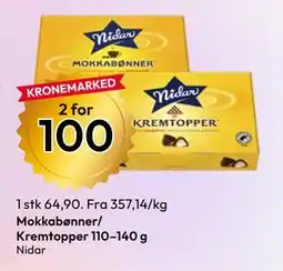 Gigaboks Mokkabønner/ Kremtopper 110–140 g tilbud