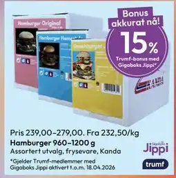 Gigaboks Hamburger 960–1200 g tilbud
