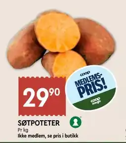 Coop Mega SØTPOTETER, Medlemspris tilbud