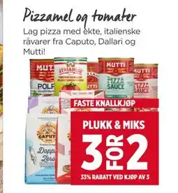 Meny Pizzamel og tomater tilbud