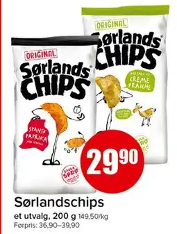 Spar Sørlandschips tilbud