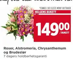Meny Roser, Alstromeria, Chrysanthemum og Brudeslør tilbud